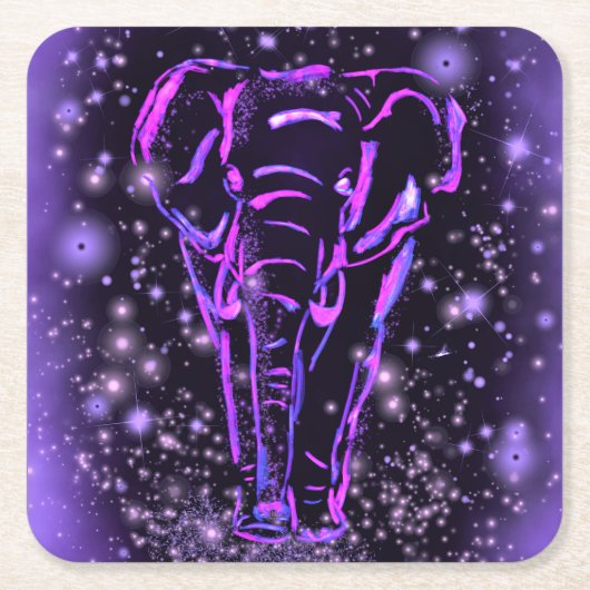パープルエレファント紙コースター スクエアペーパーコースター (正面)