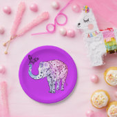 パープルエレファント紙プレート ペーパープレート (パーティー)