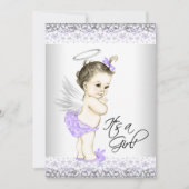 パープルエンジェルベビーシャワー招待状 招待状 (正面)