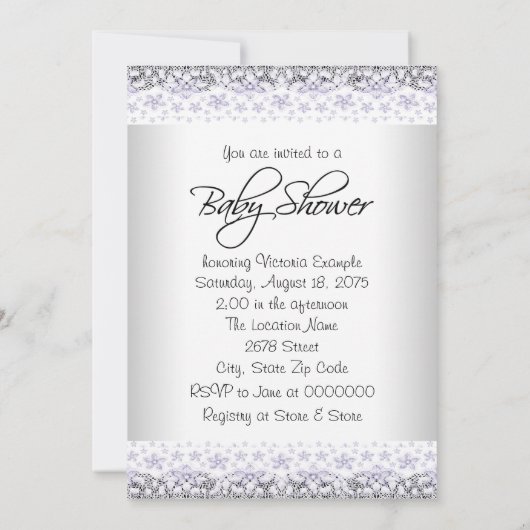 パープルエンジェルベビーシャワー招待状 招待状 (裏面)