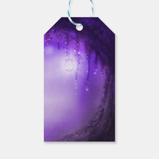パープルエンチャントフォレストファンタジー結婚式の引き出物 ギフトタグ (裏面)