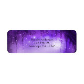 パープルエンチャントフォレストファンタジー結婚式招待状 ラベル (正面)
