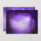 パープルエンchanted Forestウェディング・セーブ・ザ・デート 案内ポストカード (正面/裏面)