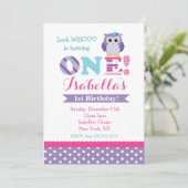 パープルオウル誕生日招待状 招待状 (スタンド正面)