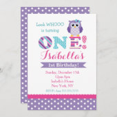 パープルオウル誕生日招待状 招待状 (正面/裏面)