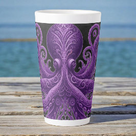 パープルオクトパス ビクトリアンスチームパンク クラーケン カフェラテマグ