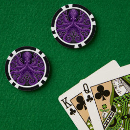 パープルオクトパス ヴィクトリアン スチームパンク クラーケン ポーカーチップ