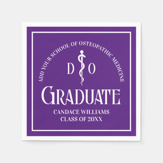 パープルオステオパシー医科学校卒業パーティー スタンダードカクテルナプキン (正面)