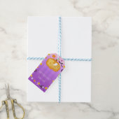 パープルオレンジおもしろいお洒落ハローウィンパーティ優先 ギフトタグ (より糸付き)