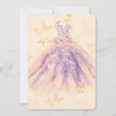 パープルオレンジの蝶のダンスドレス スイート16パーティー 招待状 (裏面)