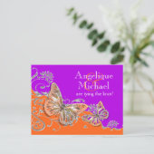 パープルオレンジの誕生日 結婚記念日 案内ポストカード (スタンド正面)