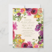 パープルオレンジイエローフローラブライダルシャワー 招待状 (正面)