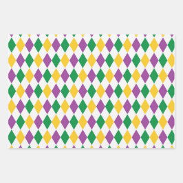 パープルオレンジイエローマルディグラテーマ ラッピングペーパーシート