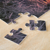 パープルオレンジチョラサボスジョシュアツリーサンセットアート ジグソーパズル (側面)