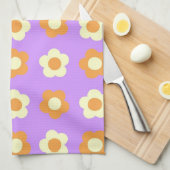 パープルオレンジトロピカルフローラ春 キッチンタオル (四つ折り)