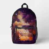 パープルオレンジネブラ感動的引用文 プリントバックパック (正面)