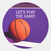 パープルオレンジバスケットボールスポーツクラシック ラウンドシール (正面)