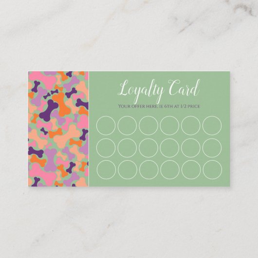 パープルオレンジピンクドッグボーンペットグルーミングサービス ロイヤリティカード (裏面)