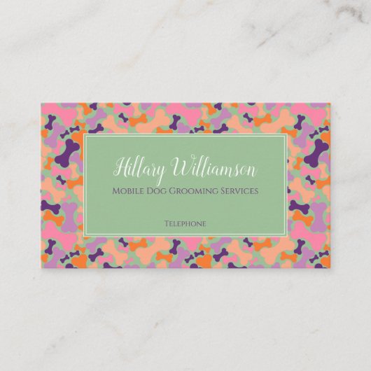 パープルオレンジピンクドッグボーンペットグルーミングサービス ロイヤリティカード (正面)