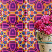 パープルオレンジファンキー万華鏡のように千変万化するパターンモザイク タイル