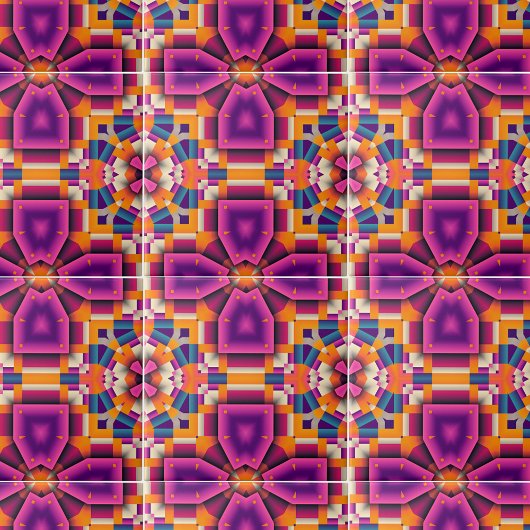 パープルオレンジファンキー万華鏡のように千変万化するパターンモザイク タイル