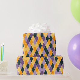 パープルオレンジブラックはっきりしたおもしろい秋ギフト ラッピングペーパー