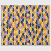 パープルオレンジブラックはっきりしたおもしろい秋ギフト ラッピングペーパー (フラット)