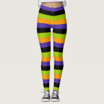 パープルオレンジブラックグリーンウィッチーストライプシーハロウィーン レギンス<br><div class="desc">レギンス</div>