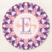 パープルオレンジブルーベルサンモノグラム紙コースター スクエアペーパーコースター (正面)
