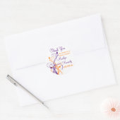 パープルオレンジホワイトフローラブライダルシャワーシール ラウンドシール (封筒)