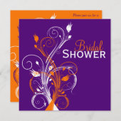 パープルオレンジホワイトフローラブライダルシャワー招待状 招待状 (正面/裏面)