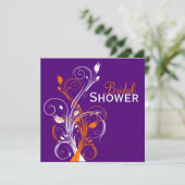 パープルオレンジホワイトフローラブライダルシャワー招待状 招待状 (スタンド正面)