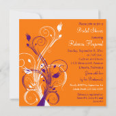 パープルオレンジホワイトフローラブライダルシャワー招待状 招待状 (裏面)