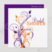 パープルオレンジホワイトフローラブライダルシャワー招待状 招待状 (正面/裏面)