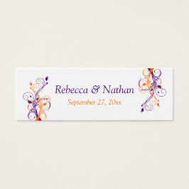 パープルオレンジホワイトフローラ結婚式の引き出物ラベル