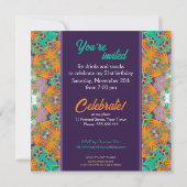 パープルオレンジミントカラフル21歳の誕生日パーティー 招待状 (裏面)