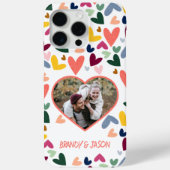 パープルオレンジミントグリーンピンクブルーハートアート Case-Mate iPhoneケース (裏面)