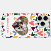 パープルオレンジミントグリーンピンクブルーハートアート Case-Mate iPhoneケース (裏面 (横))