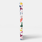 パープルオレンジミントグリーンピンクブルーハートアート iPhoneケース (左側面)