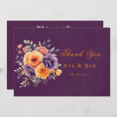 パープルオレンジヴィンテージ結婚トラックサンキューカード 招待状 (正面/裏面)