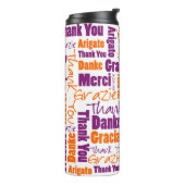 パープルオレンジ多言語サンキュータイポグラフィ タンブラー (回転左)