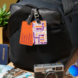 パープルオレンジ多言語感謝タイポグラフィ ラゲッジタグ