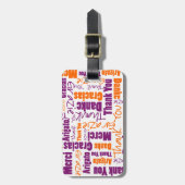 パープルオレンジ多言語感謝タイポグラフィ ラゲッジタグ (正面縦)