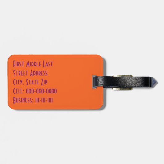 パープルオレンジ多言語感謝タイポグラフィ ラゲッジタグ (裏面横)