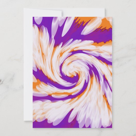 パープルオレンジ絞り染めスワールブライダルシャワー 招待状 (裏面)