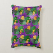 パープルオレンジ金ゴールドマルディグラスマスク葉ズ アクセントクッション (裏面(縦))