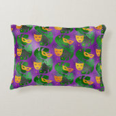 パープルオレンジ金ゴールドマルディグラスマスク葉ズ アクセントクッション (裏面)