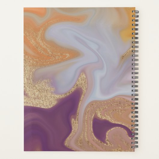 パープルオレンジ金ゴールドモノグラム抽象芸術プランナー プランナー手帳 (裏面)