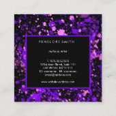 パープルオンブラック絵を描(ばちゃばちゃ)跳ねる スクエア名刺 (裏面)