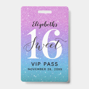 パープルオンブレグリッター スイート16 バースデー VIP バッジ
